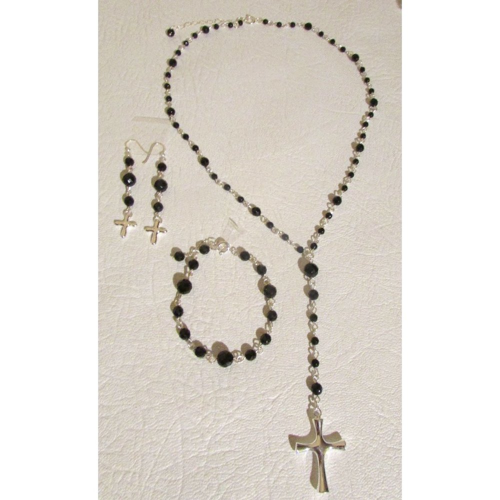 Black Onyx Sterling Silver Jewellery Set